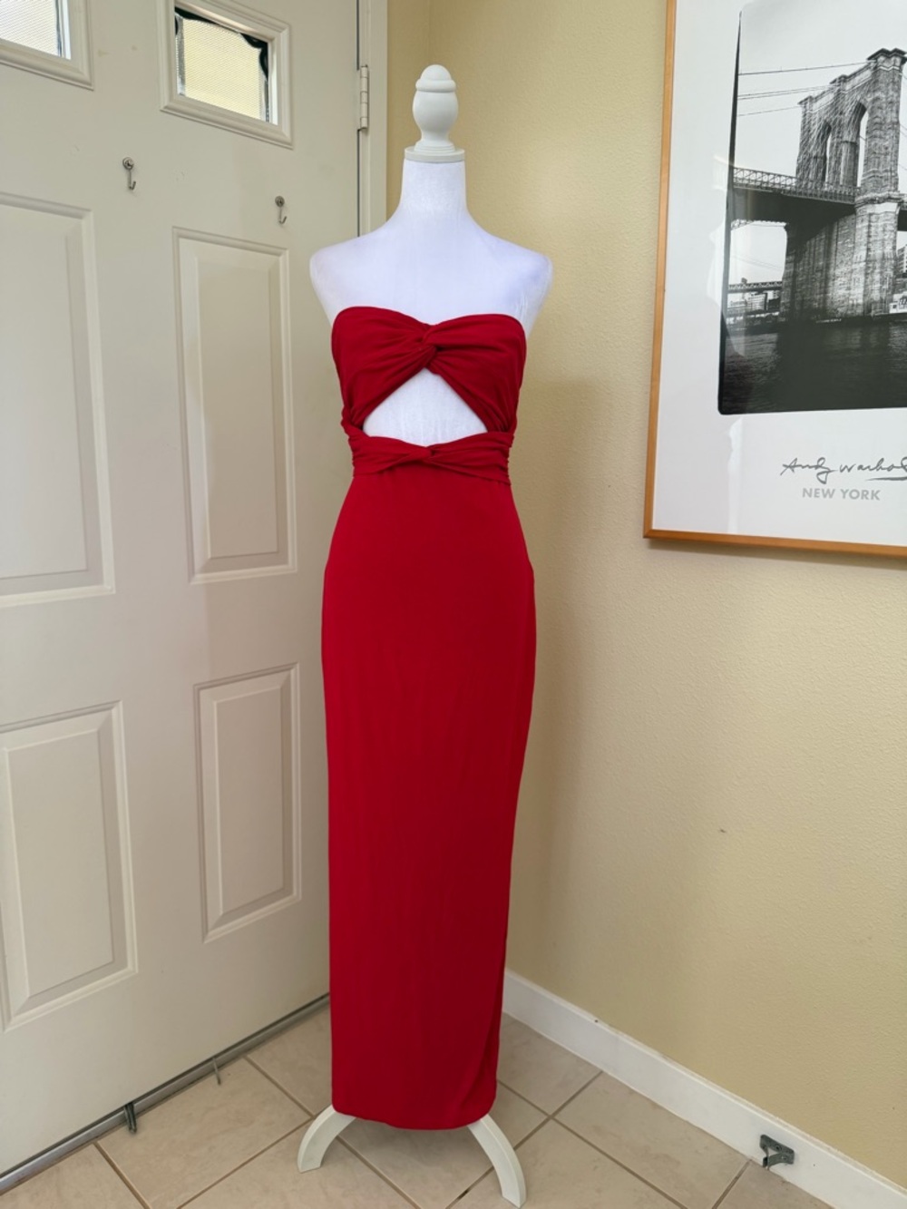AMAROSO Strapless Red Cutout Evening Maxi Dress size 16